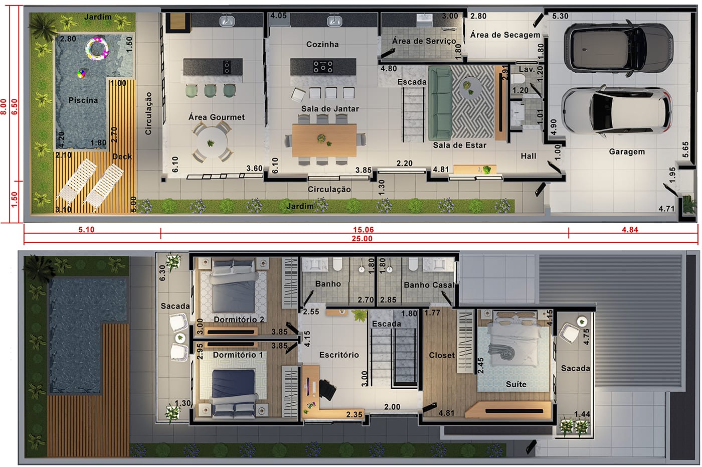 Floor plan with a clean facade8x25
