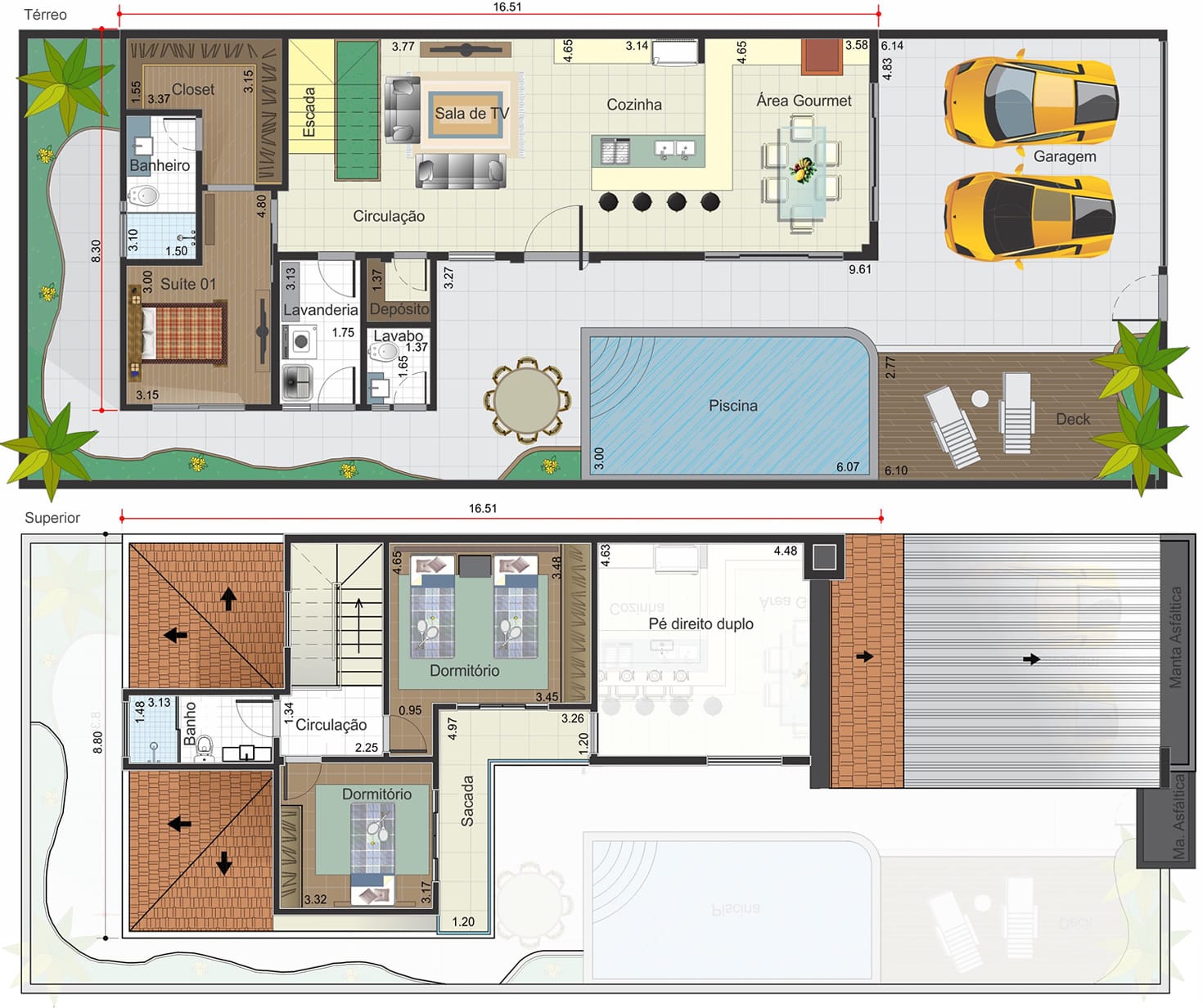 Floor plan with bedroom on the ground floor10x25