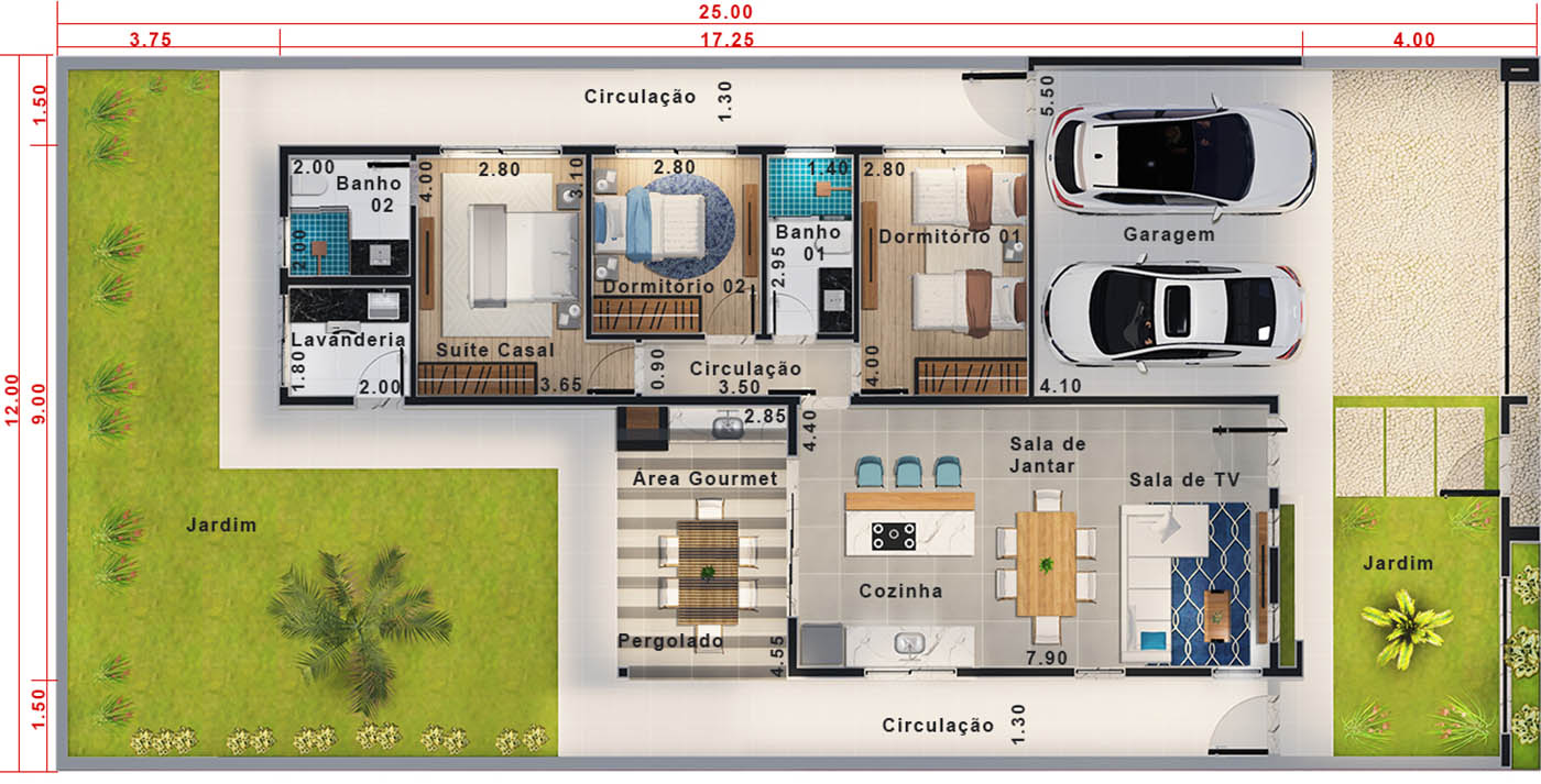 Single storey house with spacious backyard12x25