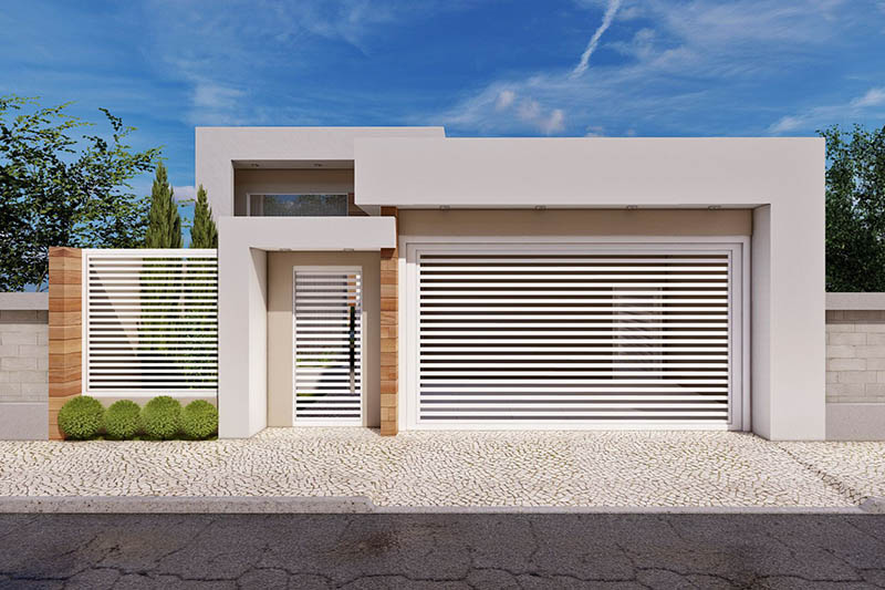 Modern house plan with gate