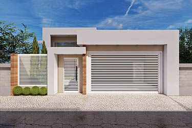 Modern house plan with gate