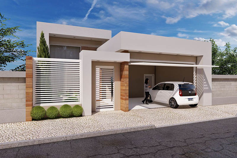 Modern house plan with gate