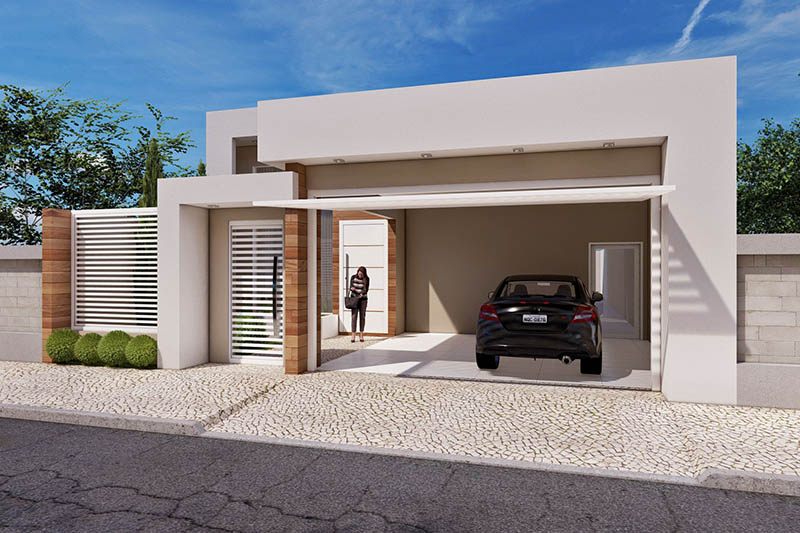 Modern house plan with gate
