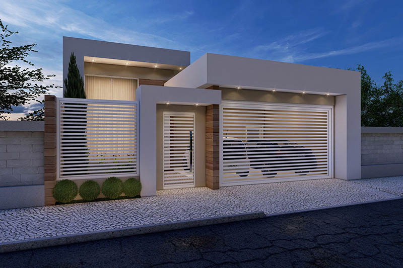 Modern house plan with gate