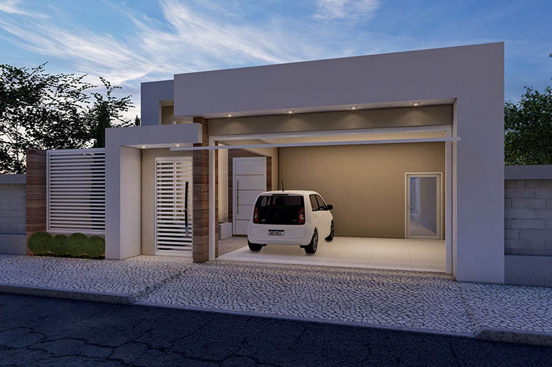 Modern house plan with gate