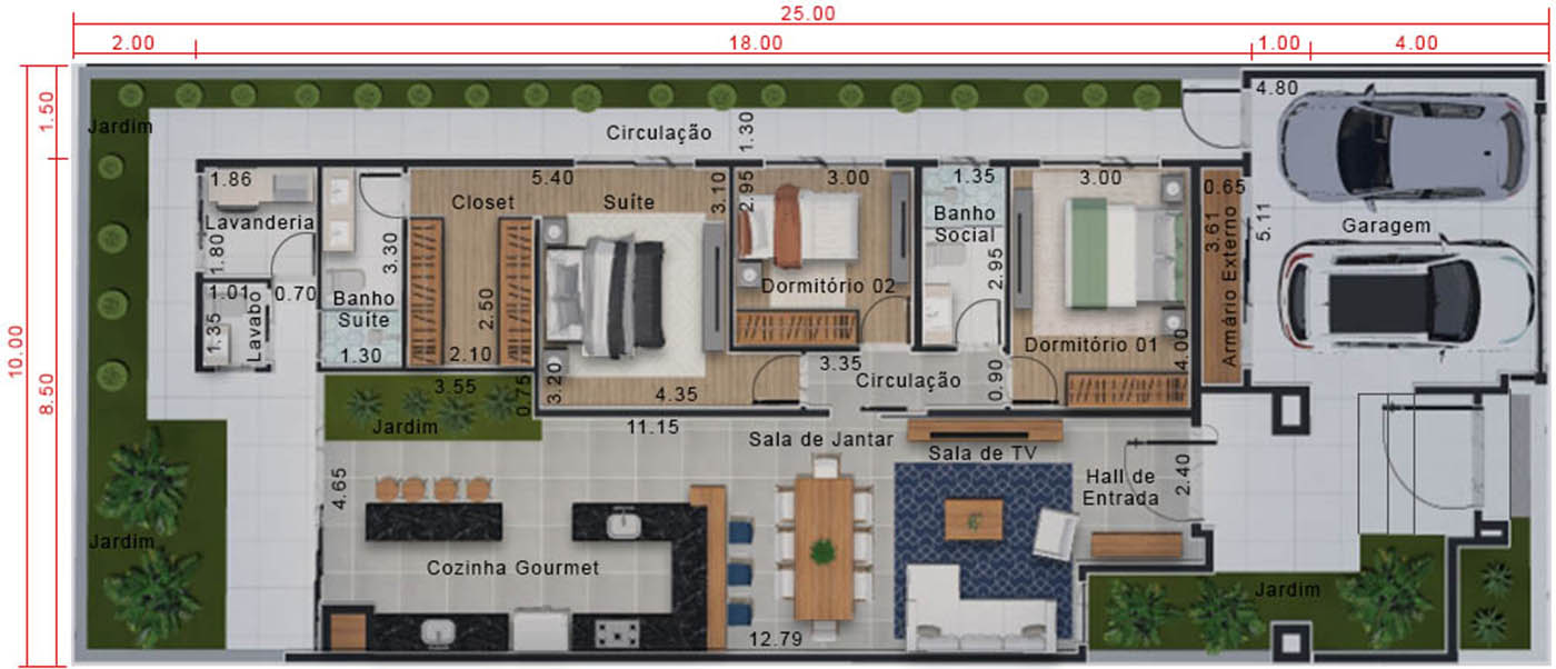 Modern and imposing house plan10x25