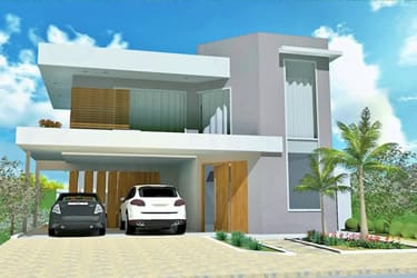 Floor plan in L with swimming pool