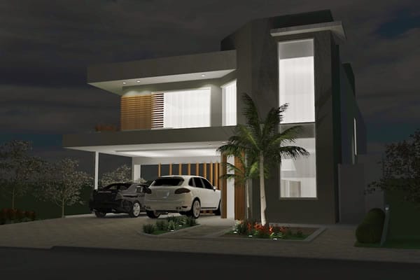 Floor plan in L with swimming pool