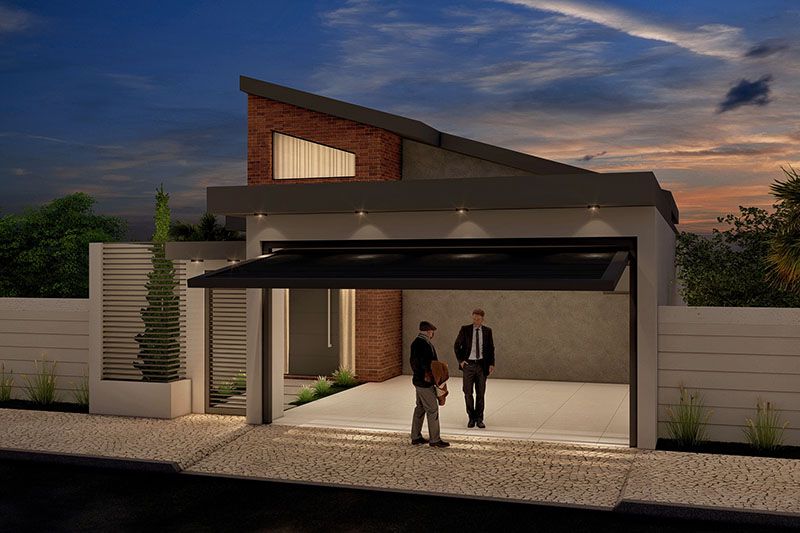 Plant with sloping roof
