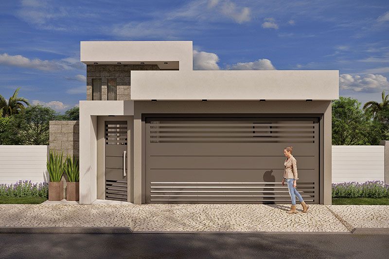 Ground floor project with stone on the facade