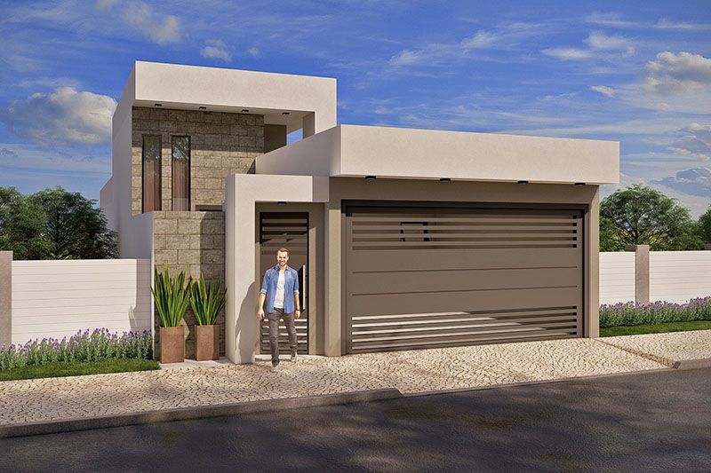 Ground floor project with stone on the facade