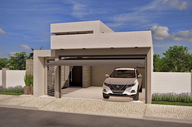 Ground floor project with stone on the facade