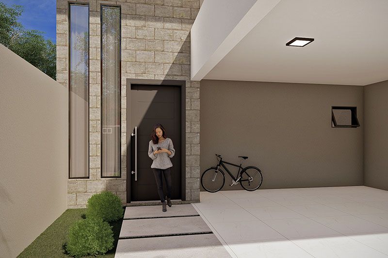 Ground floor project with stone on the facade
