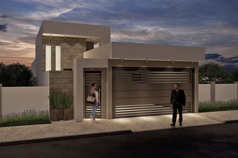 Ground floor project with stone on the facade