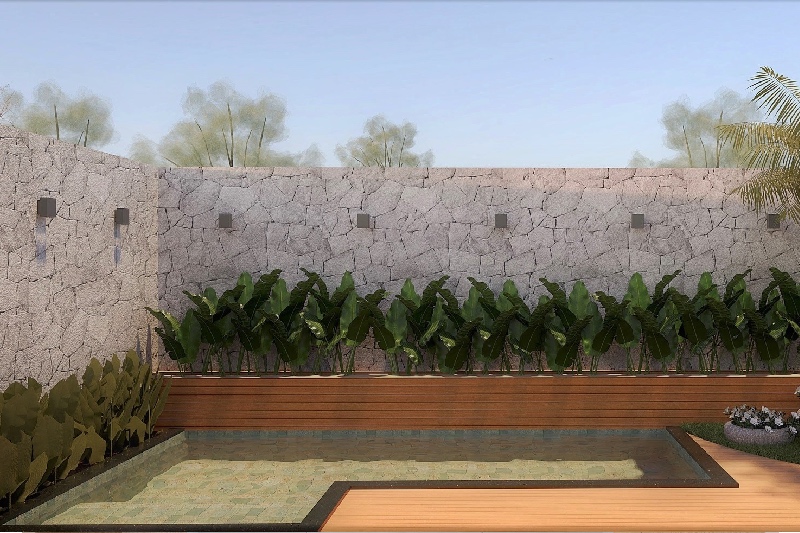 Ground floor project with stone on the facade