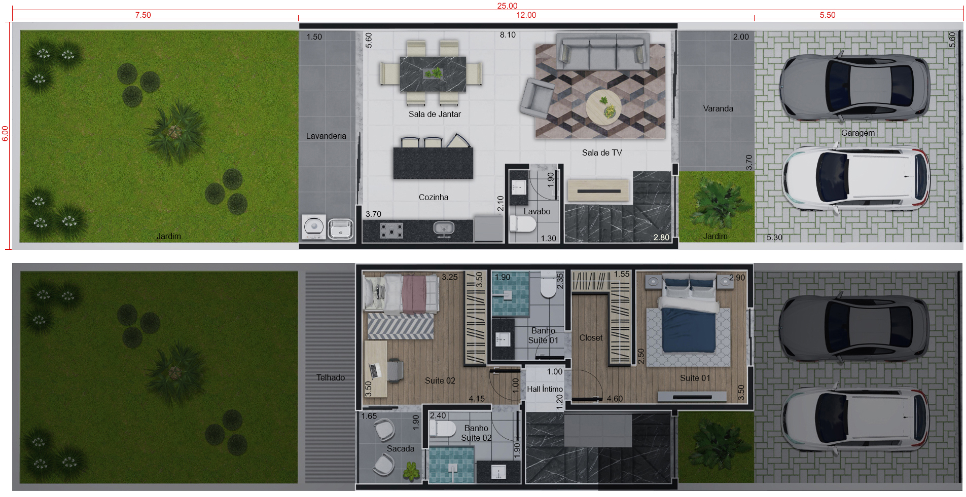 Low cost house plan6x25