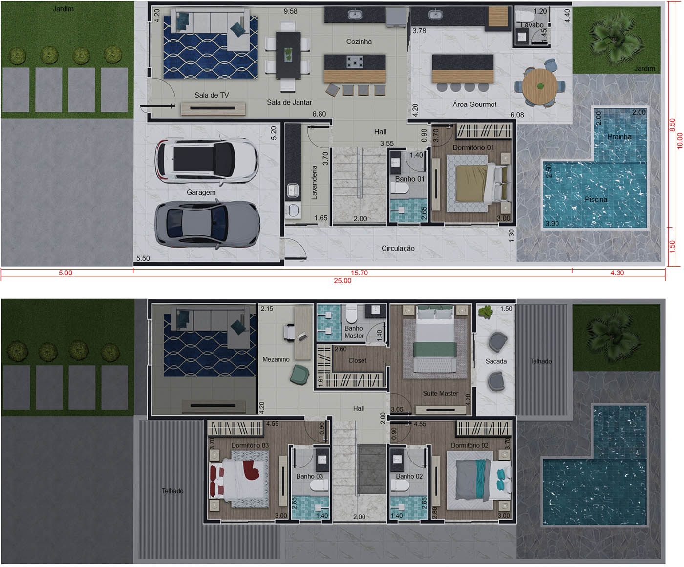 Spacious floor plan with 3 suites10x25