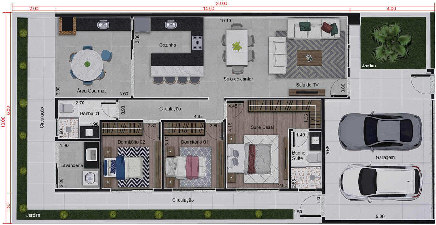 Modern design with cobogó wall10x20