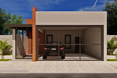 Small house with exposed brick