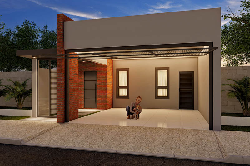 Small house with exposed brick