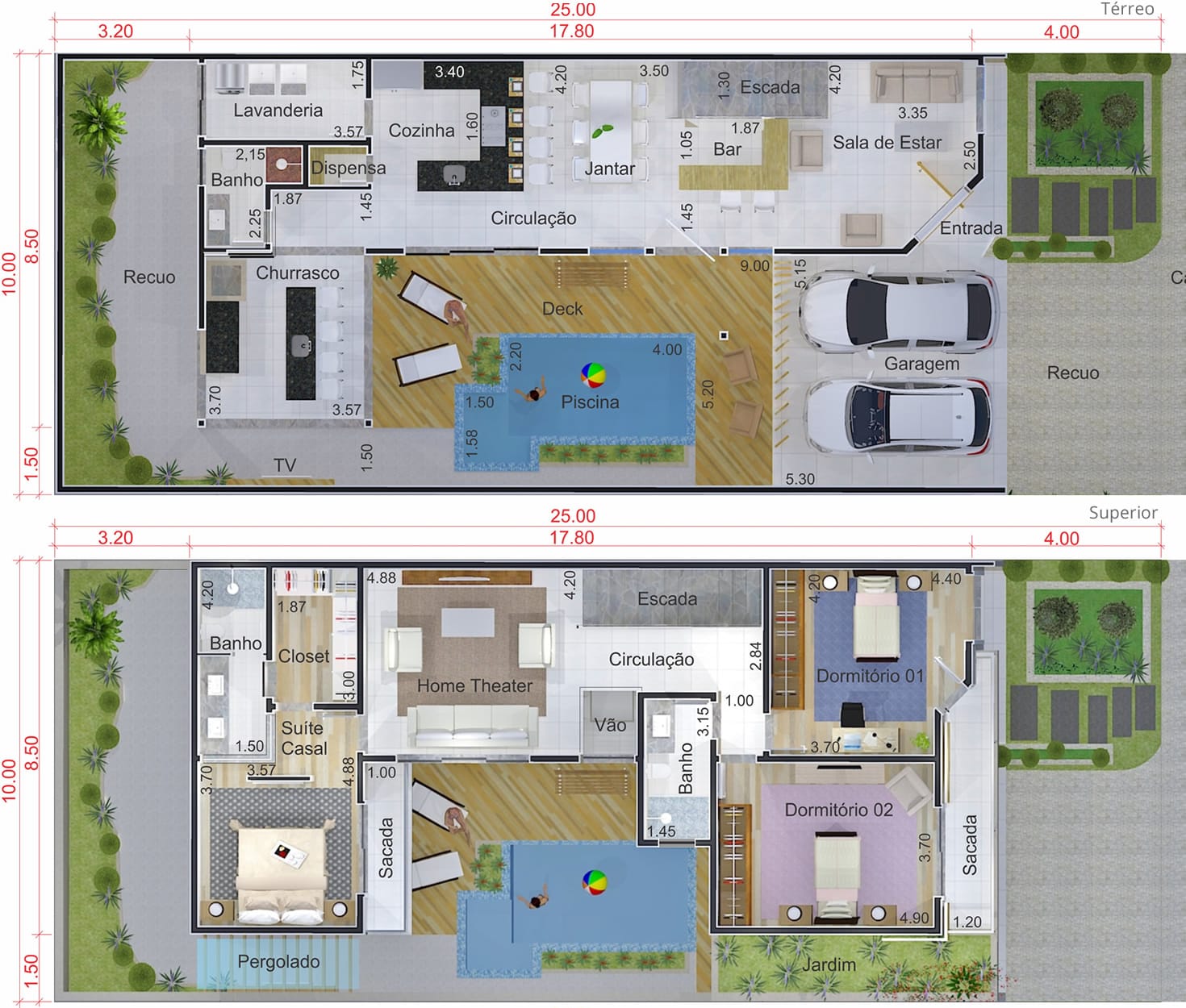 Sobrado project with gourmet area10x25