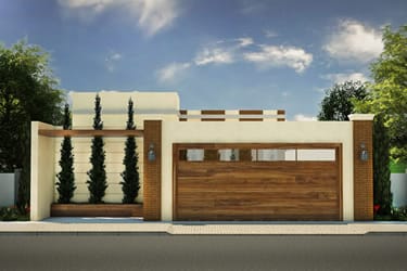 House plan with wooden gate