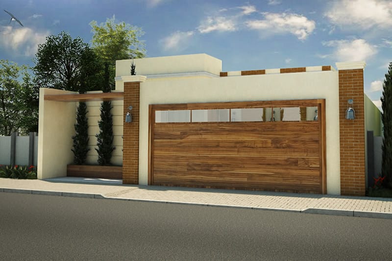 House plan with wooden gate