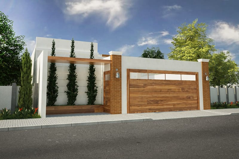 House plan with wooden gate