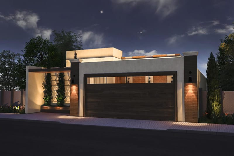 House plan with wooden gate