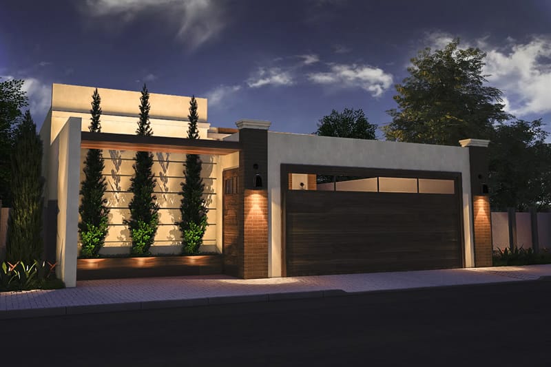 House plan with wooden gate