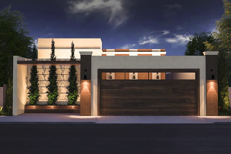 House plan with wooden gate