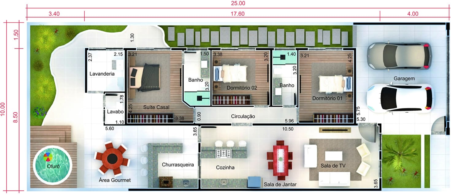 House plan with wooden gate10x25