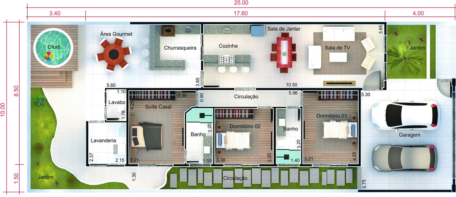 House plan with wooden gate10x25