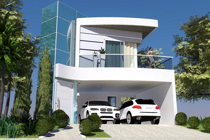 House project with glass facade
