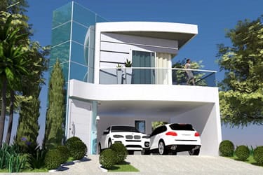 House project with glass facade