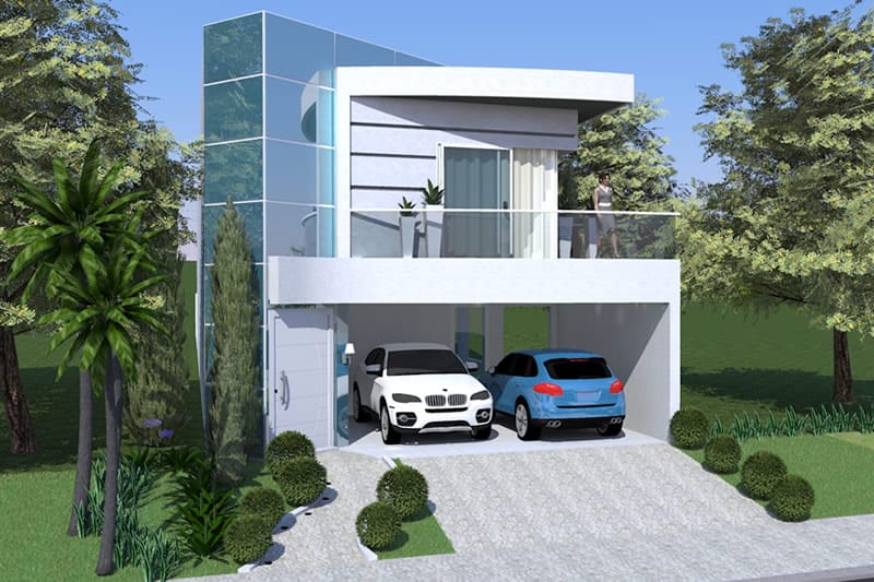 House project with glass facade