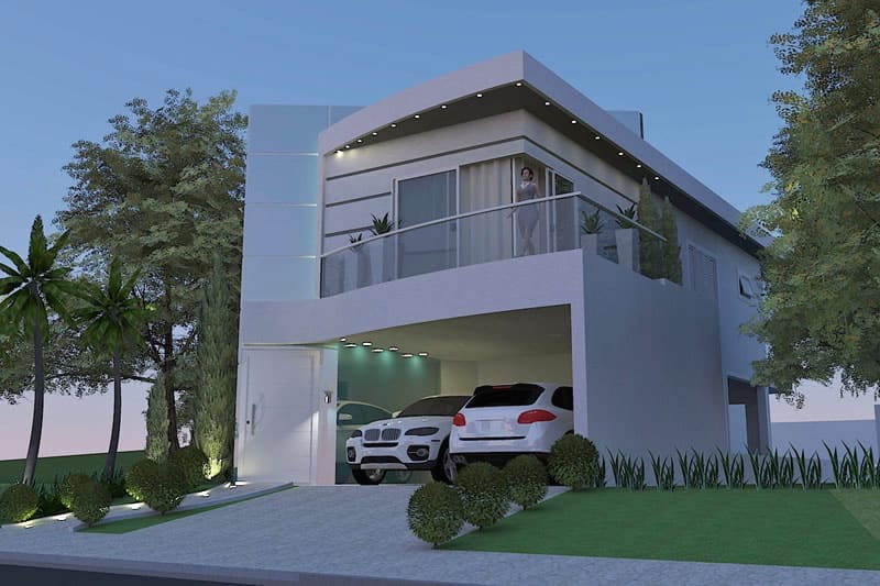 House project with glass facade
