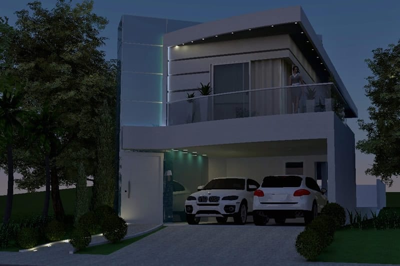 House project with glass facade