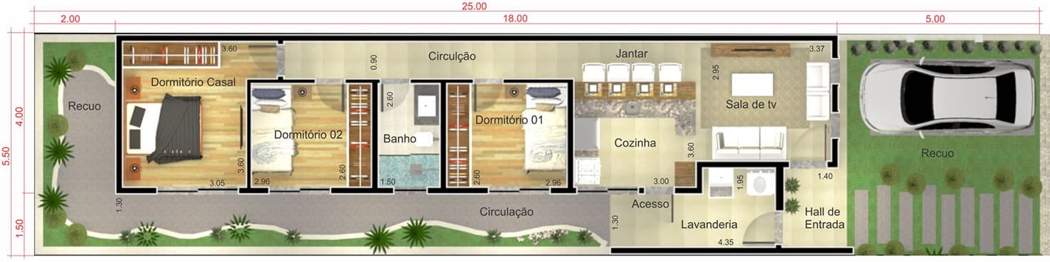 Simple and modern house plan5,50x25