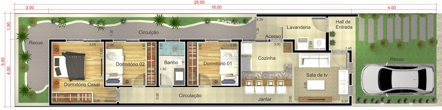 Simple and modern house plan5,50x25