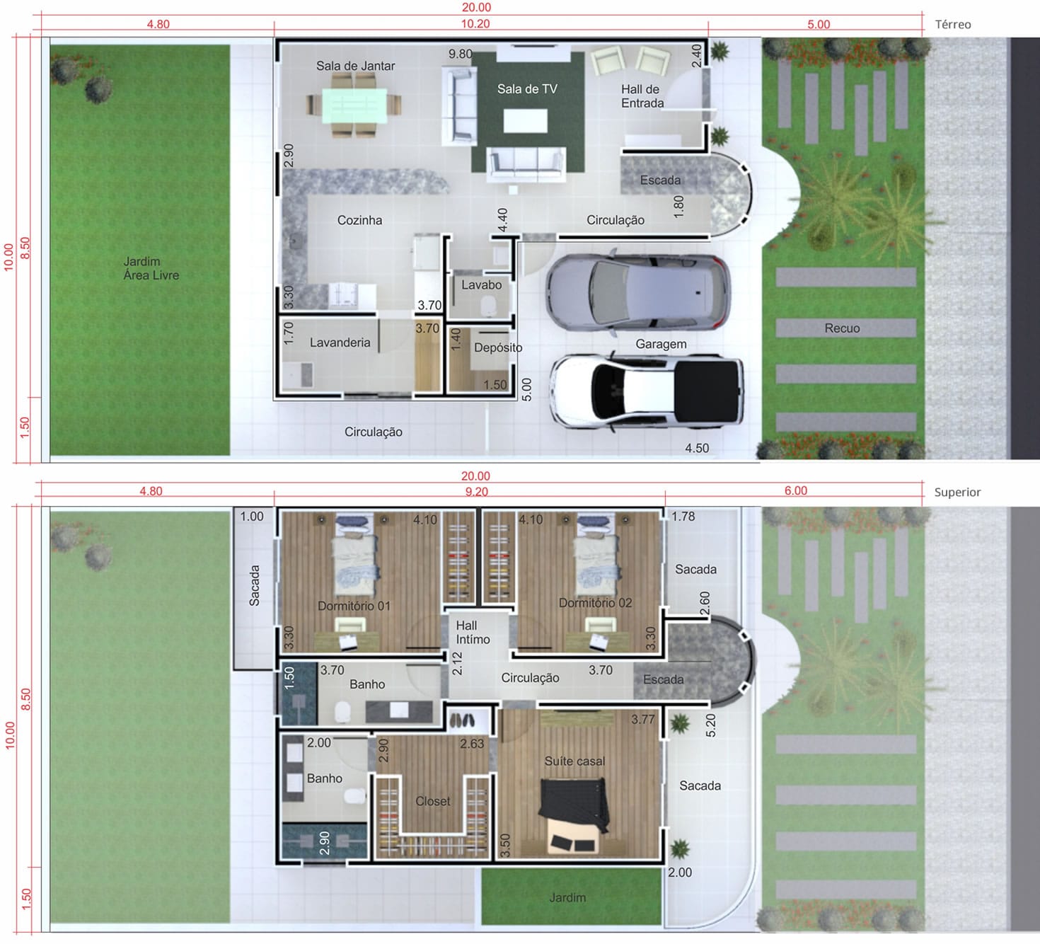 Small modern townhouse plan10x20