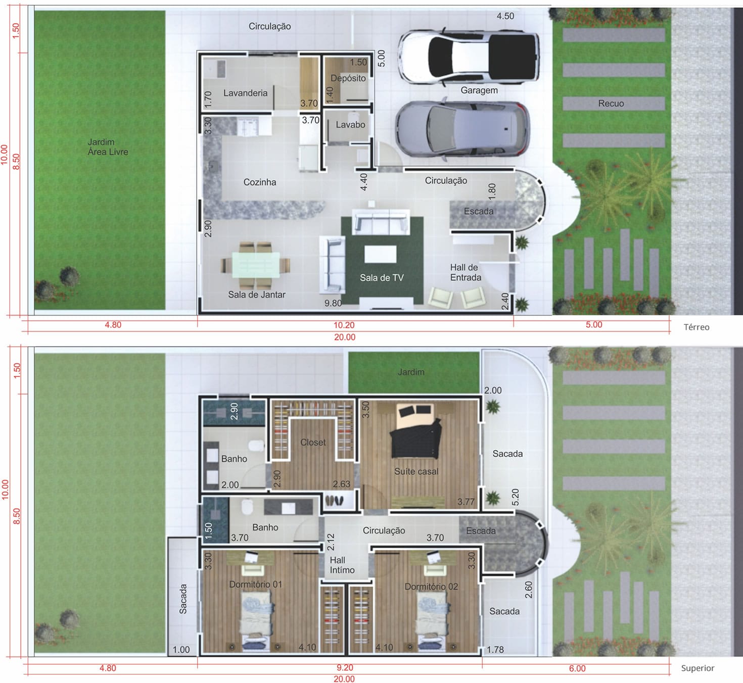 Small modern townhouse plan10x20