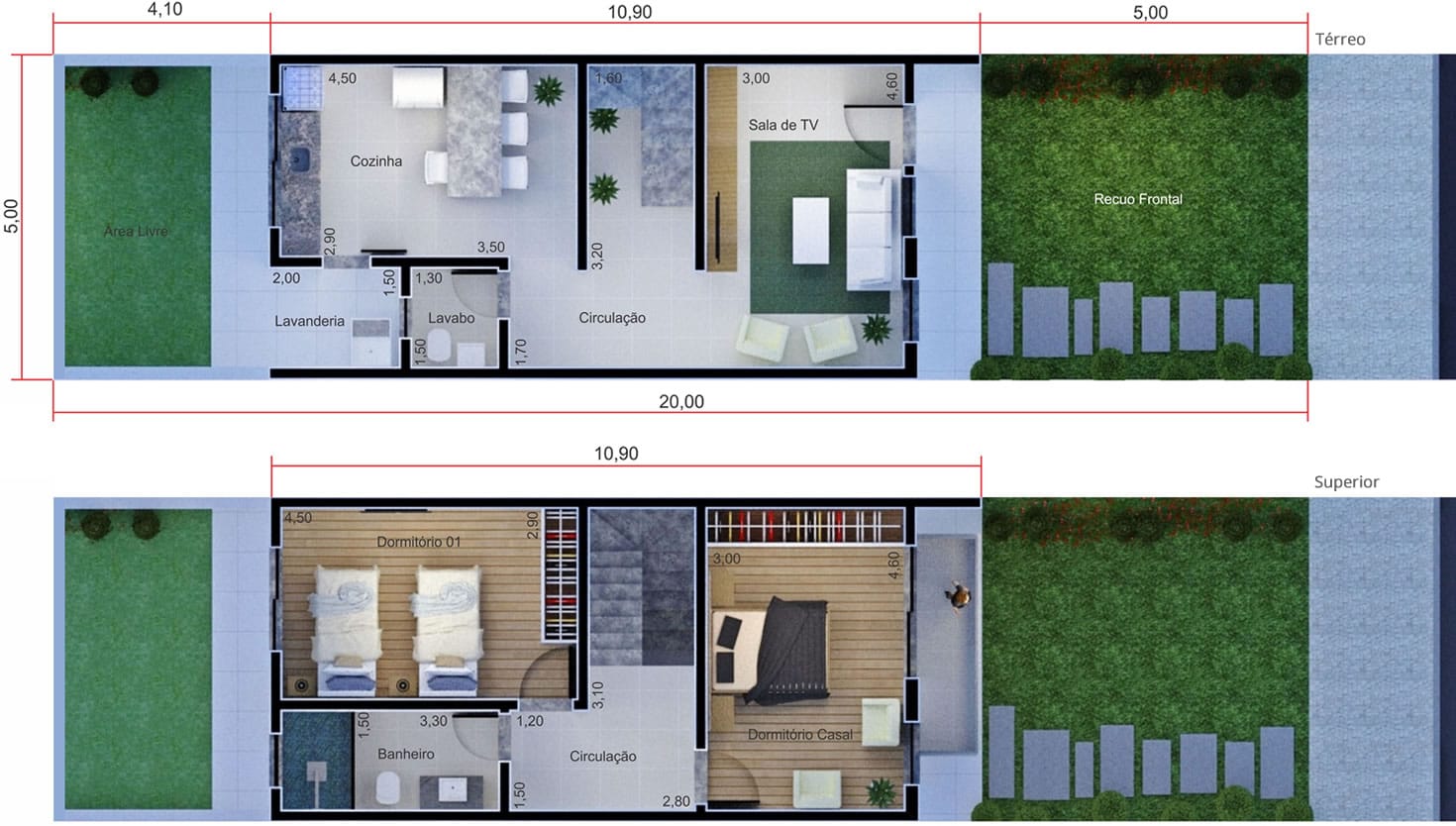 Single storey house5x20