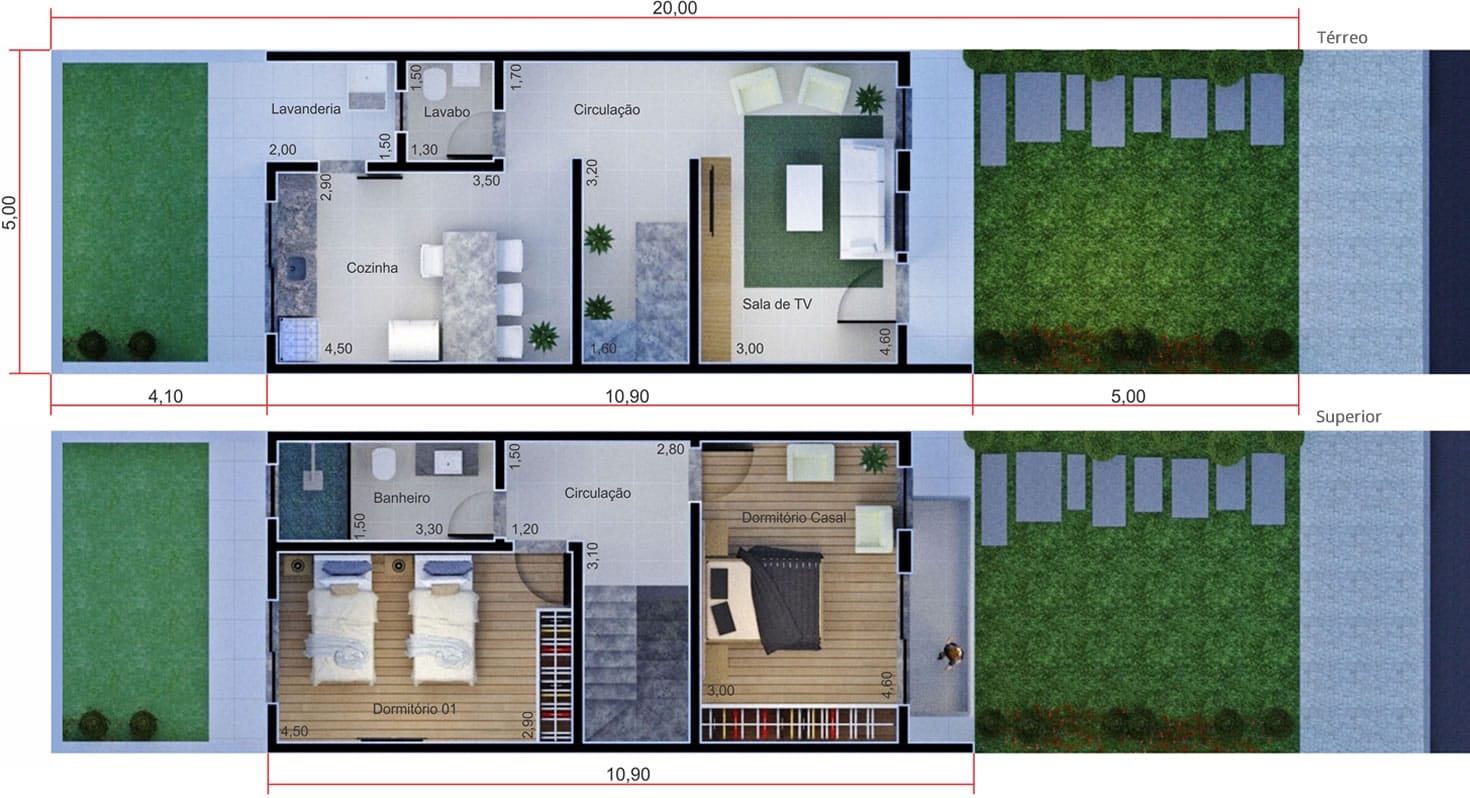 Single storey house5x20