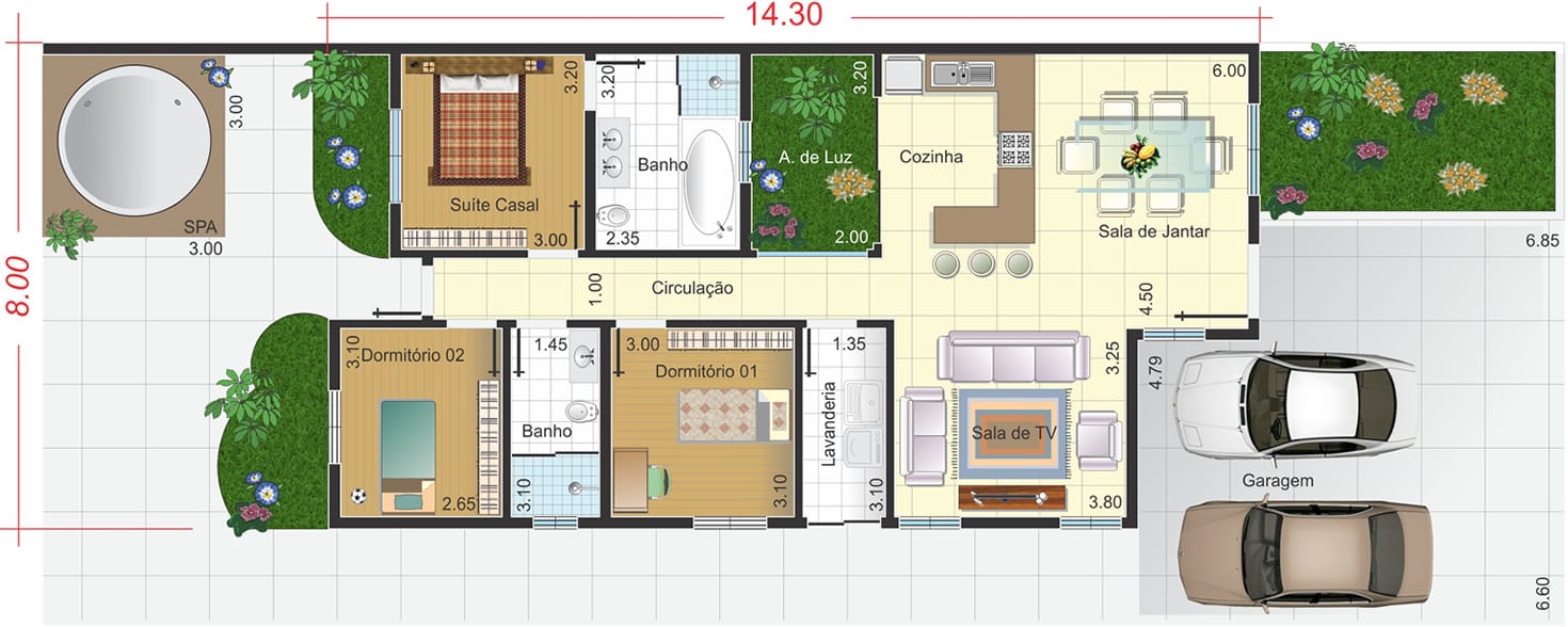 Ground floor house with large garage10x25