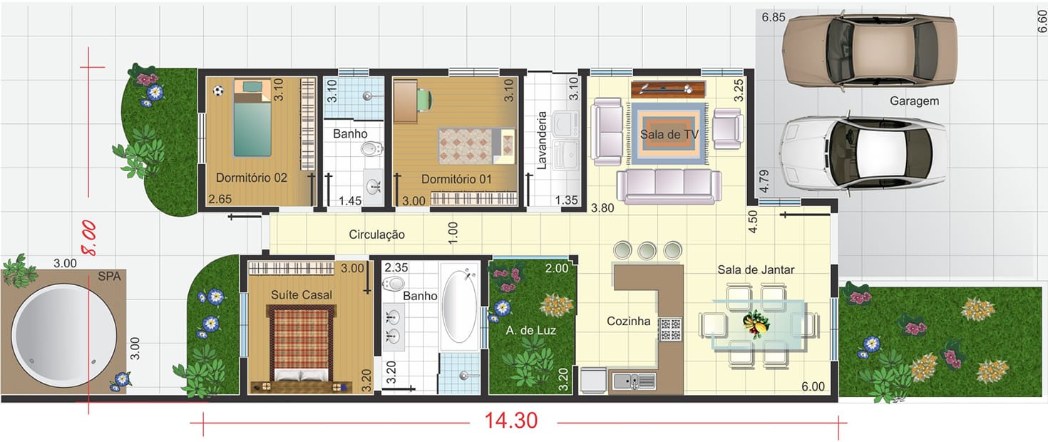 Ground floor house with large garage10x25
