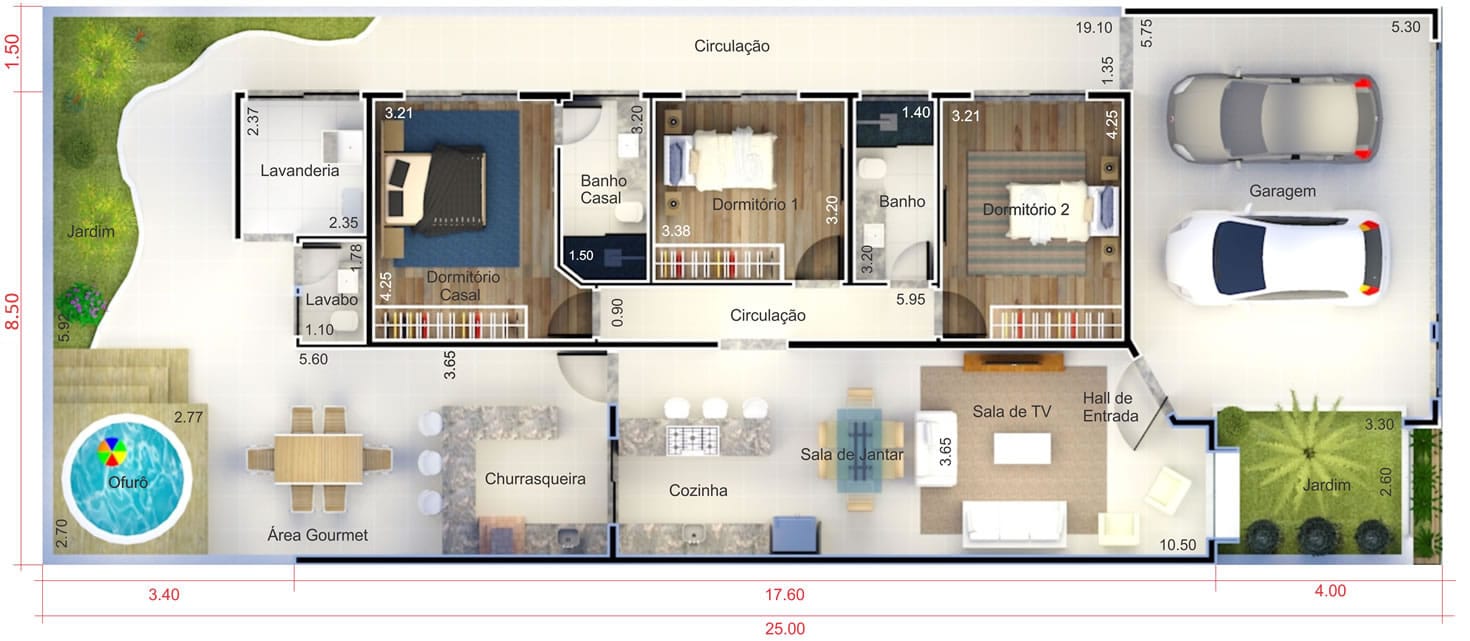 House plan with wooden facade10x25