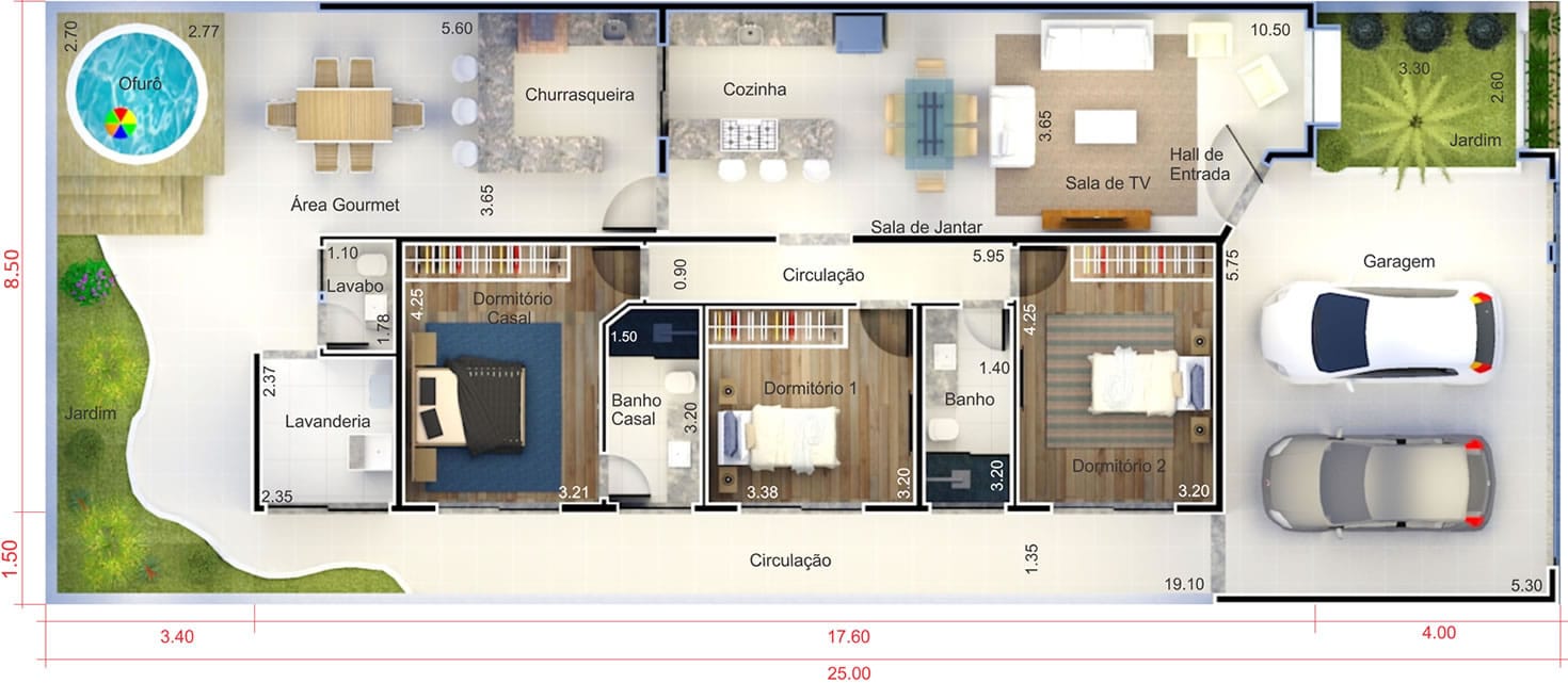 House plan with wooden facade10x25