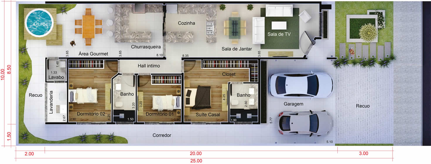 House plan with leisure area10x25