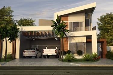 Two storey house with wood flooring